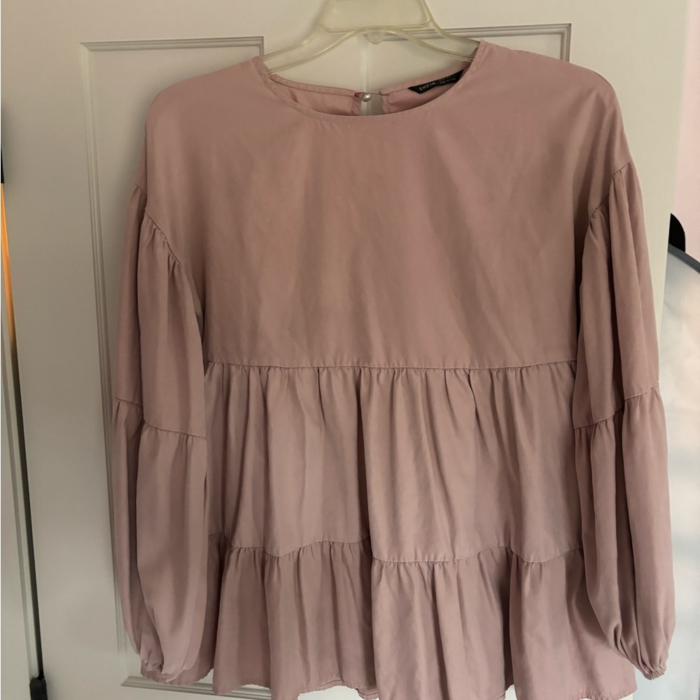 Pink Tiered Long Sleeve Top